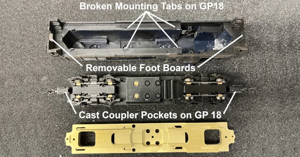 Proto 2000 GP7 Conversion Frame on GP18 shell
